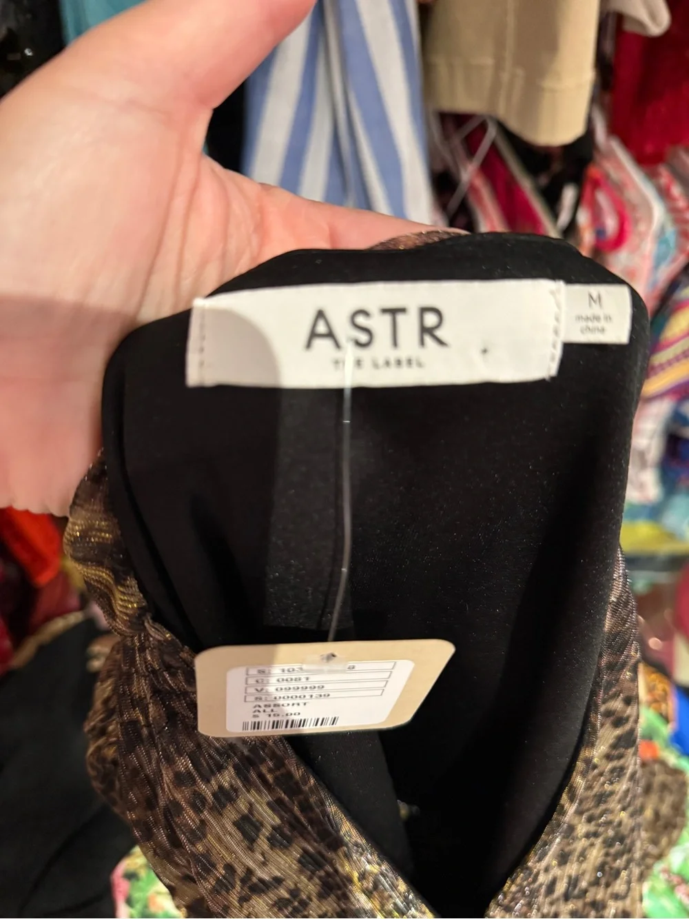 Astr Brown Leopard Print Ruched Long-Sleeve Blouse